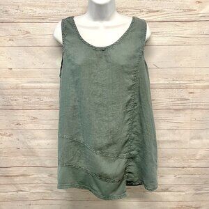 Flax Sage Green Asymmetrical Blouse